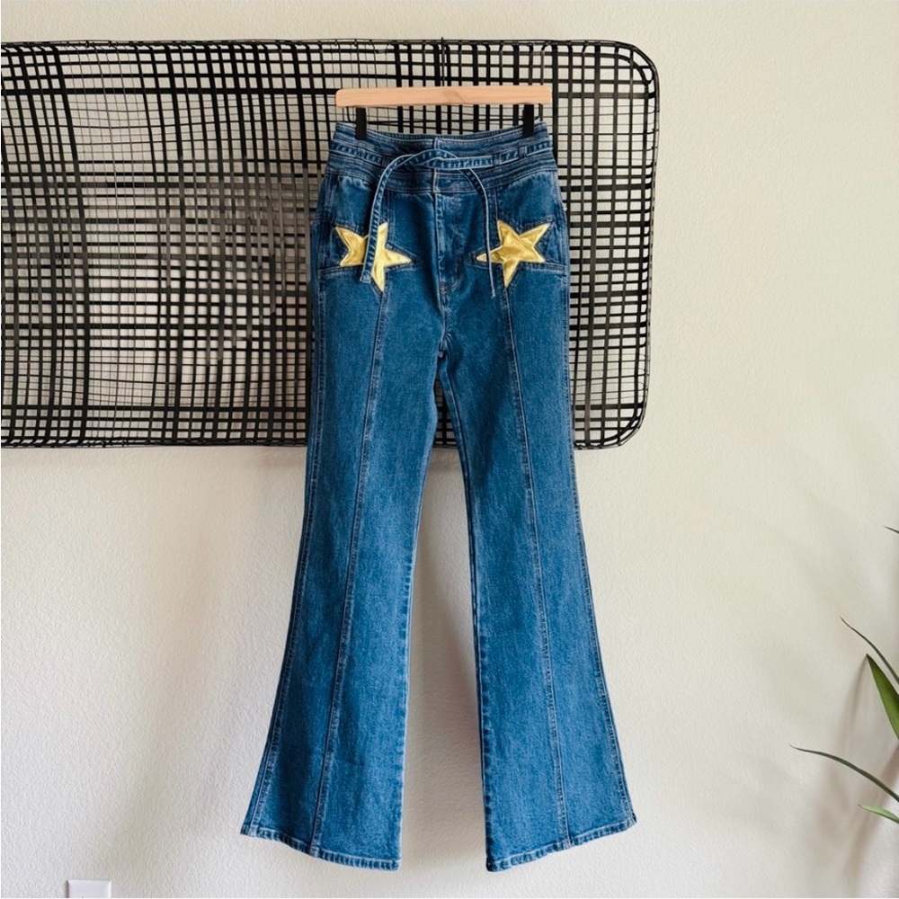 Stoned Immaculate Superstar Bells Vintage 70s Style Gold Star Jeans